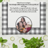 Handgeschreven recept grijs wit geplakt foto theedoek (Gevouwen)