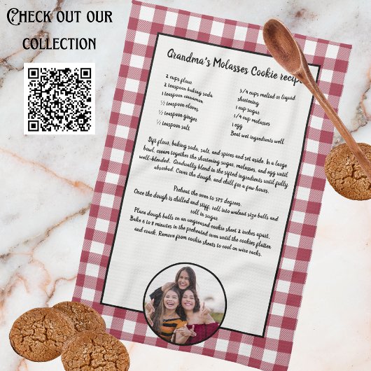 Handgeschreven recept Keepsake Bourgogne Plaid Fot Theedoek