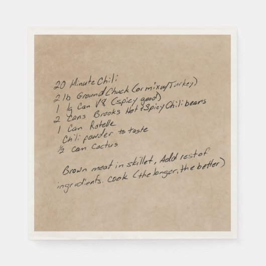 Handgeschreven Recipe Family Keepomwille Custom Ph Servet (Voorkant)