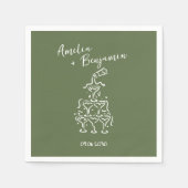 Handgeschreven retro-champagnetorenbruiloft servet (Voorkant)