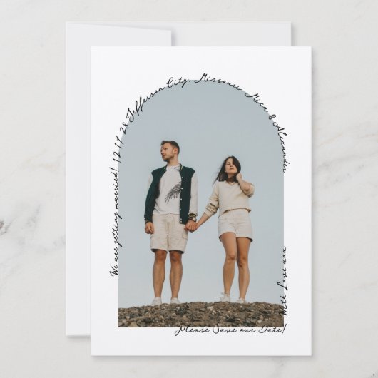 Handgeschreven Retro Eenvoudige Doodle Zwart en Wi Save The Date (Voorkant)