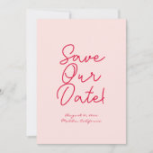 Handgeschreven Retro Kleurrijke Unieke Moderne Bru Save The Date (Voorkant)
