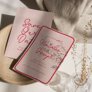 Handgeschreven Retro Kleurrijke Unieke Moderne Bru Save The Date