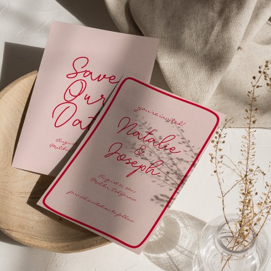 Handgeschreven Retro Kleurrijke Unieke Moderne Bru Save The Date