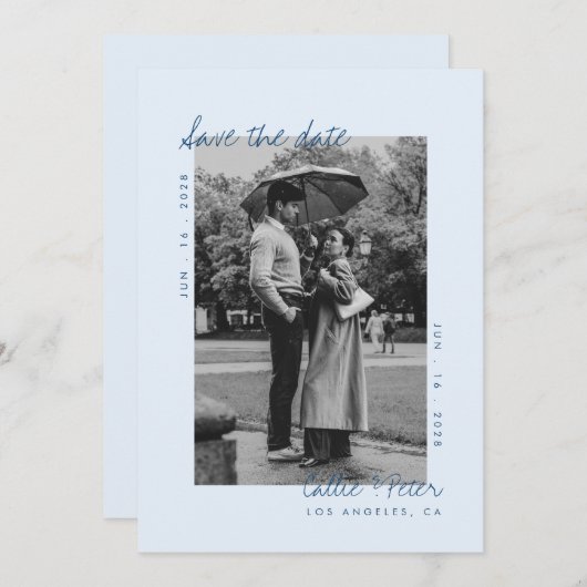 Handgeschreven retro minimalistische bruiloft Bewa Kaart (Voorkant / Achterkant)