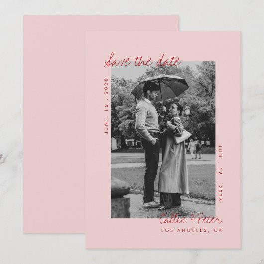 Handgeschreven retro minimalistische bruiloft Bewa Kaart (Voorkant / Achterkant)