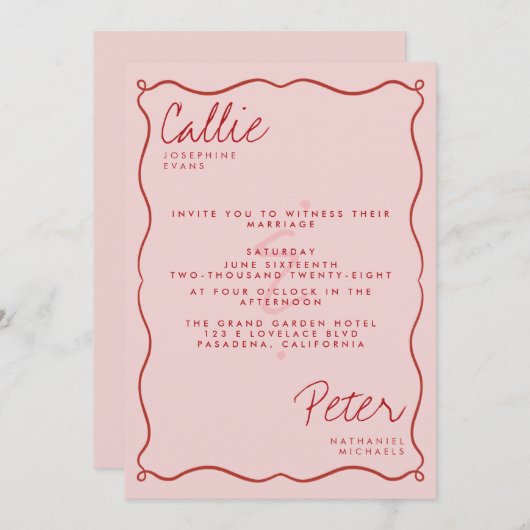 Handgeschreven retro minimalistische monochromatis kaart (Voorkant / Achterkant)