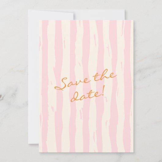 Handgeschreven Retro Pinstripes Kleurrijke Leuke H Save The Date (Voorkant)