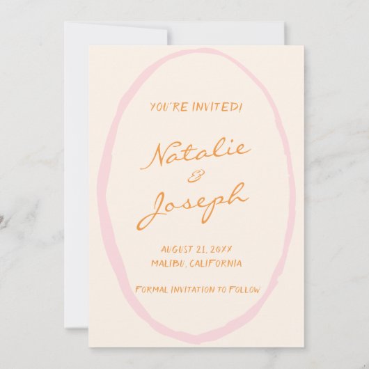 Handgeschreven Retro Pinstripes Kleurrijke Leuke H Save The Date (Achterkant)