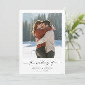 Handgeschreven romantische foto Winter Wedding Kaart (Staand voorkant)