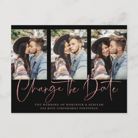 Handgeschreven Roos Gold bruiloft uitstel Briefkaart (Voorkant)