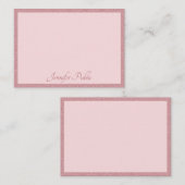 Handgeschreven Roos Gold Glitter Elegant Modern Notitiekaartje (Voorkant / Achterkant)