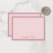 Handgeschreven Roos Gold Glitter Elegant Modern Notitiekaartje (Voorkant / Achterkant in situ)