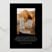 Handgeschreven Roos Gold Script 2 Foto Afstuderen Folie Uitnodiging (Achterkant)