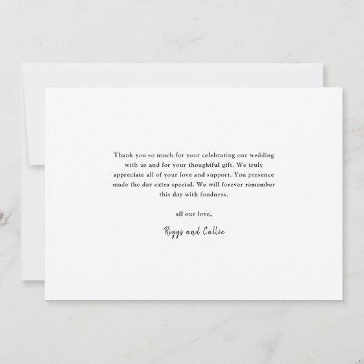 Handgeschreven Roos Gold Script Trouwfoto Bedankkaart (Achterkant)