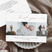 Handgeschreven Roos Gold Script Trouwfoto Bedankkaart