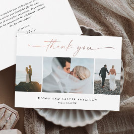 Handgeschreven Roos Gold Script Trouwfoto Bedankkaart