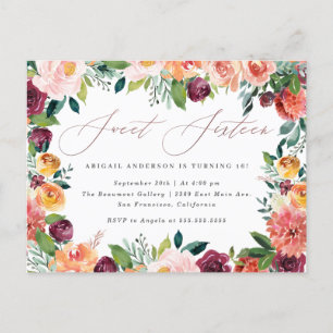 Handgeschreven Roos Gold Sweet 16 Birthday Party Uitnodiging Briefkaart