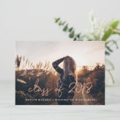 Handgeschreven Roos Gold | Twee foto afstudeerfees Kaart (Staand voorkant)