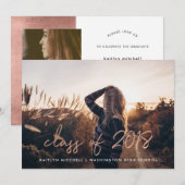 Handgeschreven Roos Gold | Twee foto afstudeerfees Kaart (Voorkant / Achterkant)