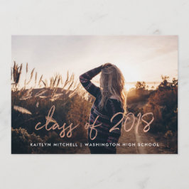 Handgeschreven Roos Gold | Twee foto afstudeerfees Kaart