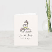 Handgeschreven Roze Geel Doodle Trouwcake Bedankkaart (Voorkant)