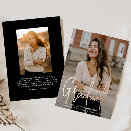 Handgeschreven Roze Goud Schrift 2 Foto Afstuderen Folie Uitnodiging