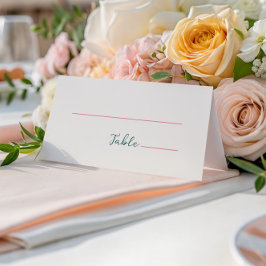 Handgeschreven roze groen plaatskaartje