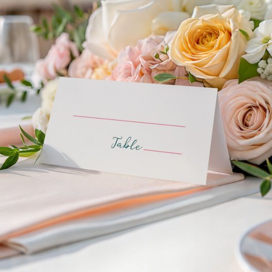 Handgeschreven roze groen plaatskaartje