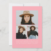 Handgeschreven roze penseelscript 4 foto Afstudere Aankondiging (Achterkant)