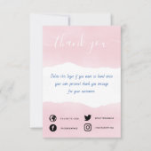 Handgeschreven roze waterverf bedankt dat je kaart (Voorkant)