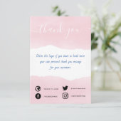 Handgeschreven roze waterverf bedankt dat je kaart (Staand voorkant)