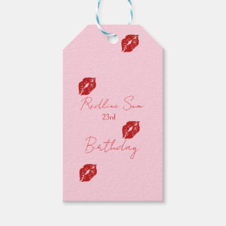 Handgeschreven Sassy Roze Strik Verjaardags Welk Cadeaulabel