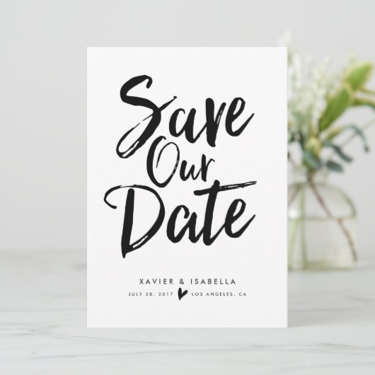 Handgeschreven Save The Date-aankondiging Date (Staand voorkant)