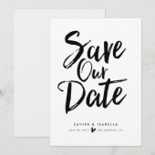 Handgeschreven Save The Date-aankondiging in scrip Date (Voorkant / Achterkant)
