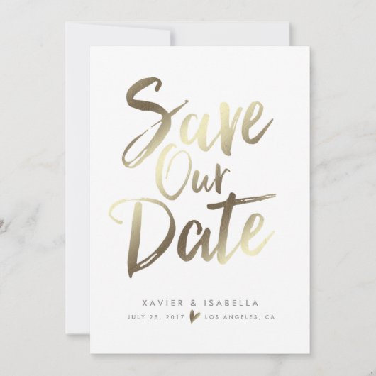 Handgeschreven Save The Date-aankondiging in scrip Date (Voorkant)