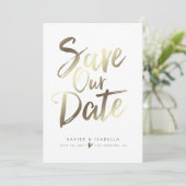 Handgeschreven Save The Date-aankondiging in scrip Date (Staand voorkant)