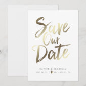Handgeschreven Save The Date-aankondiging in scrip Date (Voorkant / Achterkant)