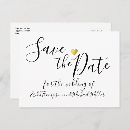 Handgeschreven Save the Date bruiloft Aankondigingskaart (Voorkant / Achterkant)