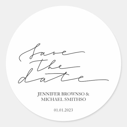 Handgeschreven Save the Date Ronde Sticker (Voorkant)