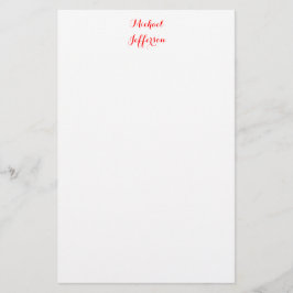 Handgeschreven Schrift Elegant Eenvoudig Rood Wit Briefpapier