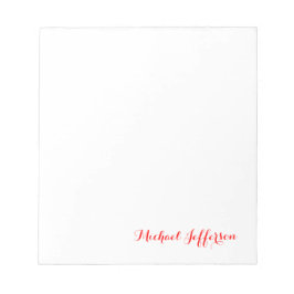 Handgeschreven Schrift Elegant Eenvoudig Rood Wit Notitieblok