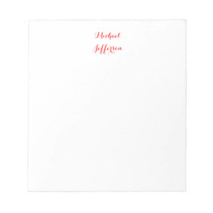 Handgeschreven Schrift Elegant Eenvoudig Rood Wit Notitieblok