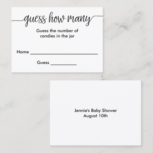 Handgeschreven schrift raden hoeveel Kaart Visitekaartje (Voorkant / Achterkant)