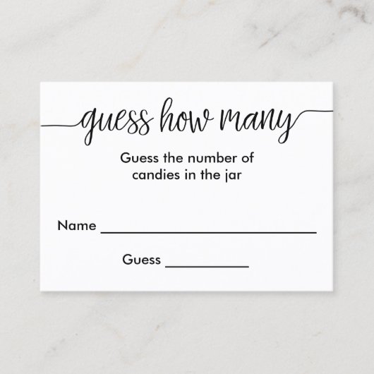 Handgeschreven schrift raden hoeveel Kaart Visitekaartje (Voorkant)