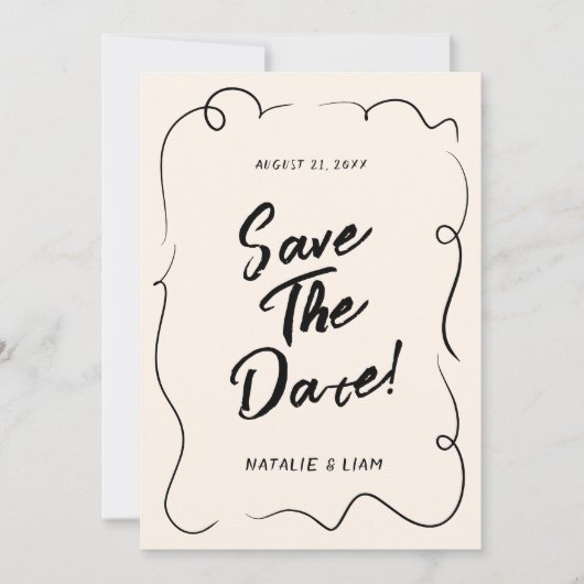 handgeschreven Scribble Modern Wedding Save The Date (Voorkant)