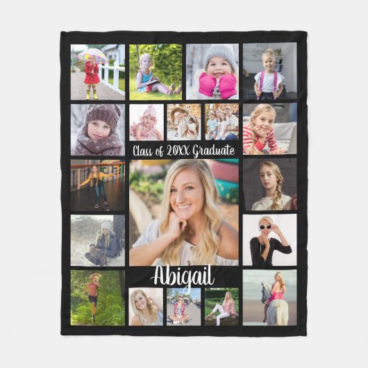 Handgeschreven script 19 Photo Collage Afstuderen  Fleece Deken (Voorkant)