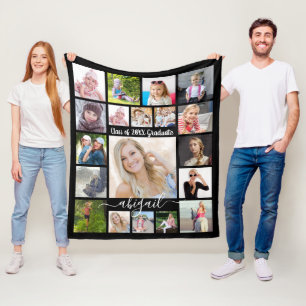 Handgeschreven script 19 Photo Collage Afstuderen Fleece Deken