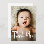 Handgeschreven script Aangepaste Baby Foto en beri Aankondiging (Voorkant / Achterkant)