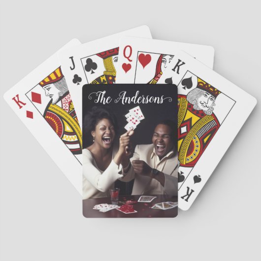 Handgeschreven script Aangepaste fotokalligrafie Pokerkaarten (Achterkant)